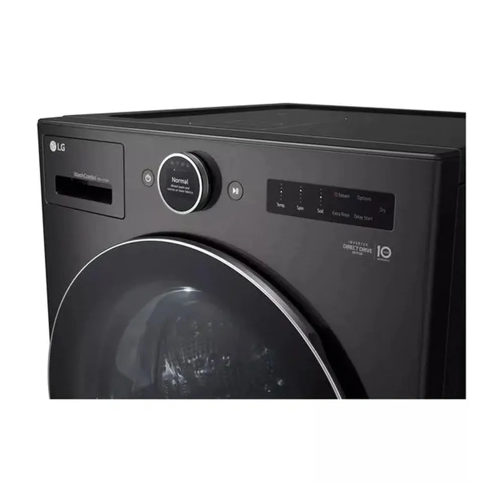 LG 5.0 cu. ft. Mega Capacity Front All-in-One Washer Dryer in Black Steel WM6998HBA