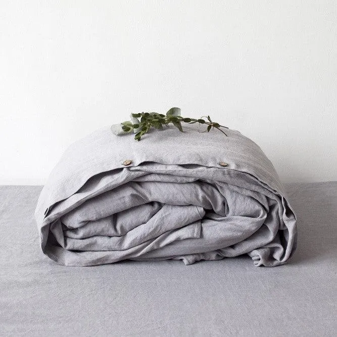 Light Grey Linen Duvet Cover