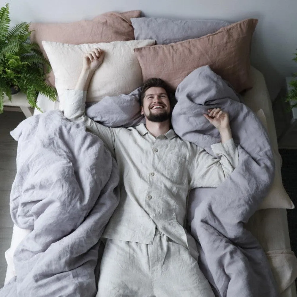 Light Grey Linen Duvet Cover