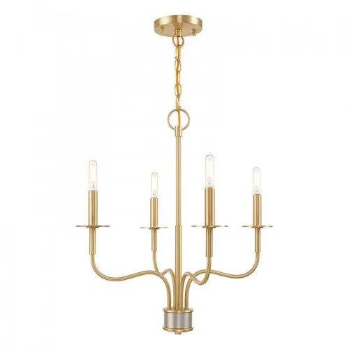 LISBON 4 LIGHT MINI CHANDELIER, SATIN BRASS