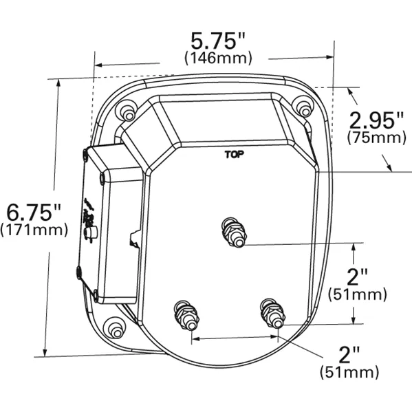 LTG 52902 Grote Torsion Mount Universal Stop Tail Turn Box Light w/ License Window (3 Stud, RH)