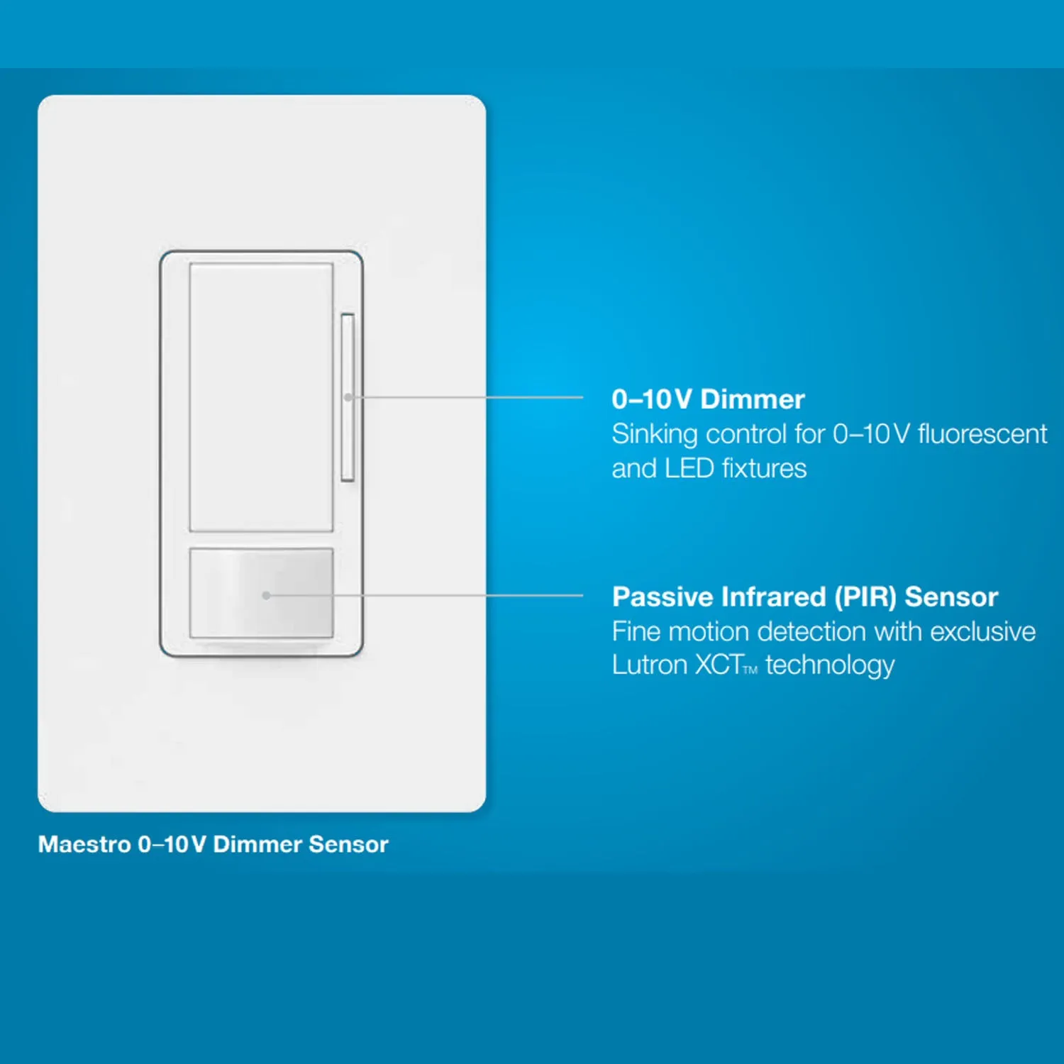 Maestro 120-277V Vacancy Motion Sensor Switch with 0-10V Dimmer PIR, 3-Way/Multi-Location, Light Almond