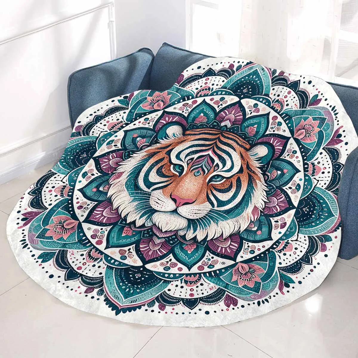 Mandella_Tiger_Awd35141  Circular Micro Fleece Blanket 47"