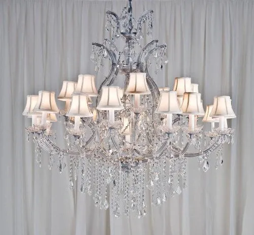 Maria Theresa Chandelier Crystal Chandeliers Lighting H52" X W46" With Shades - A83-Whiteshades/Silver/52/2Mt/24 1 Gtc