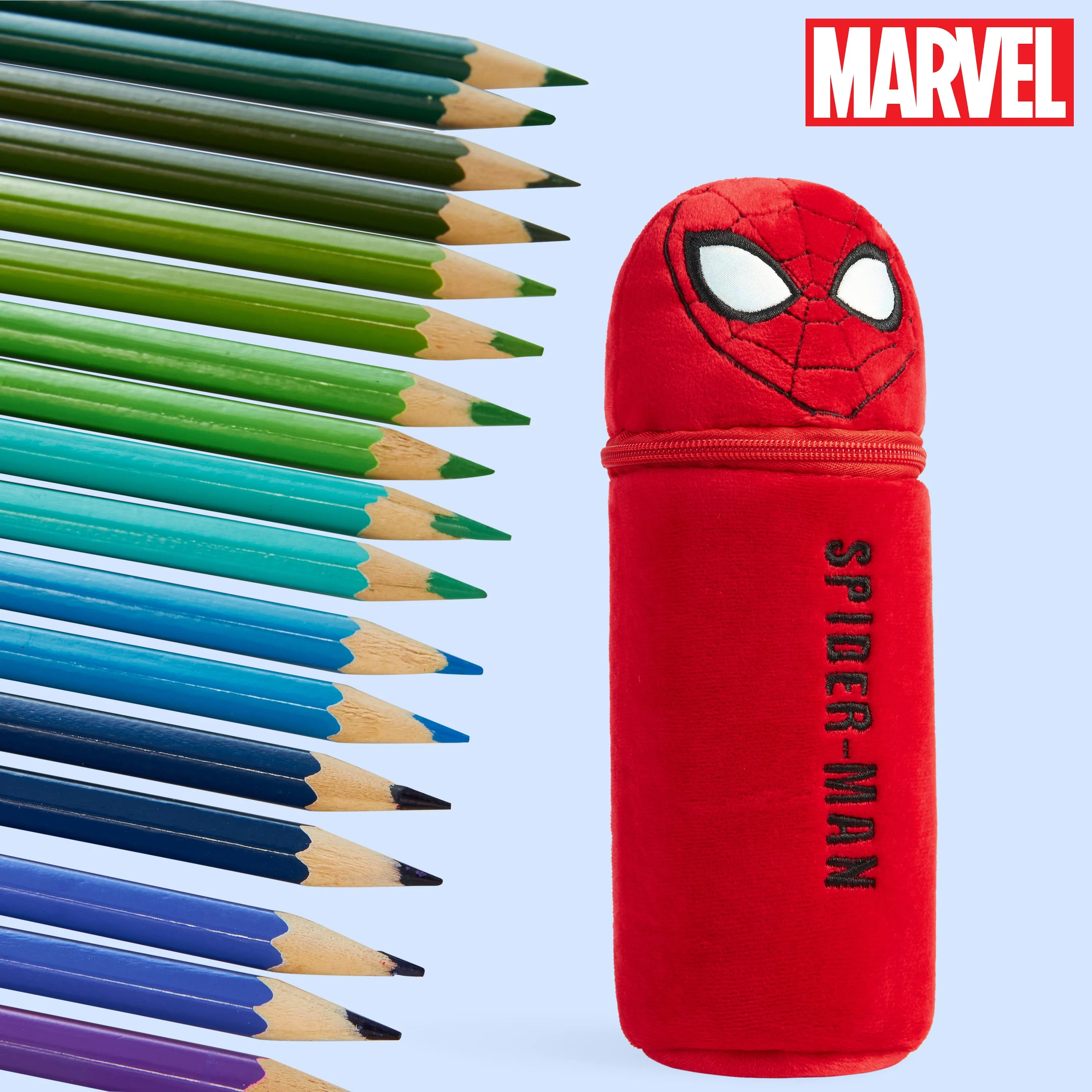 Marvel Pencil Case with 48 Colouring Pencils Included - Red Spiderman