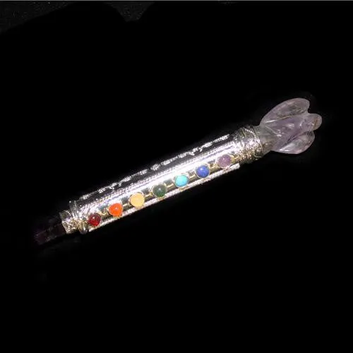 Metal Chakra Wand - Silver & Amethyst