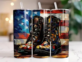 Military Boots Tumbler, Stain Glass