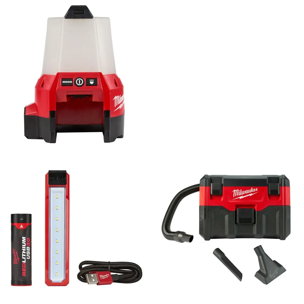 Milwaukee 2144-20 M18 Site Light w/ 2112-21 Flood Light & FREE 18V Vacuum