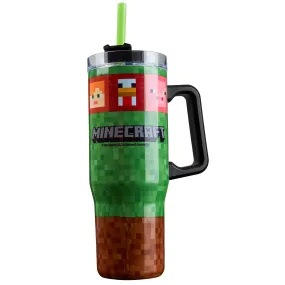 Minecraft Insulated Tumbler with Straw and Lid, Double Walled 940ml - Kids Gifts