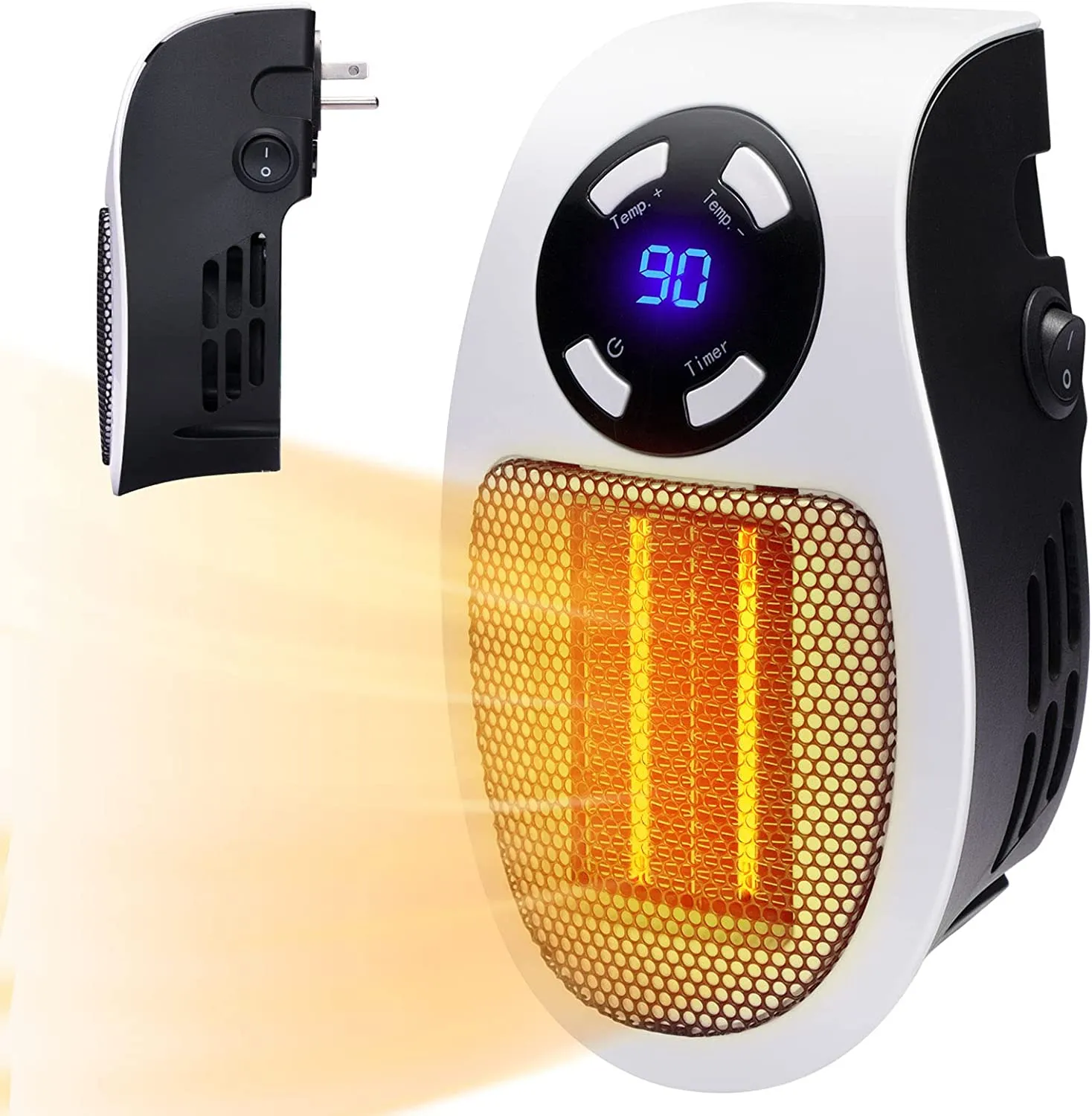 Mini Portable Electric Heater - Programmable & Adjustable Thermostat for Bedroom, Home Office, Personal Use