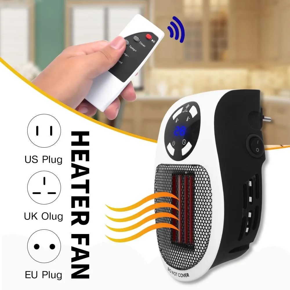 Mini Portable Electric Heater - Programmable & Adjustable Thermostat for Bedroom, Home Office, Personal Use