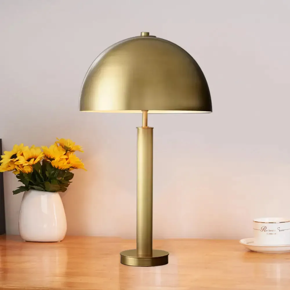 Minimalist Metallic Semicircle Table Lamp – 1-Light Nightstand Light for Bedside in Black/Gold