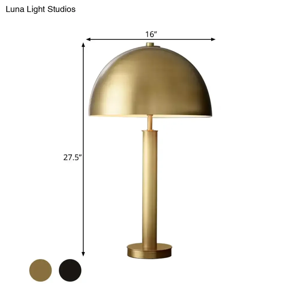 Minimalist Metallic Semicircle Table Lamp – 1-Light Nightstand Light for Bedside in Black/Gold