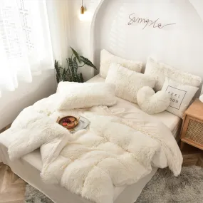 Mink Fur Four-piece Plush Rhinestone Velvet Duvet Cover