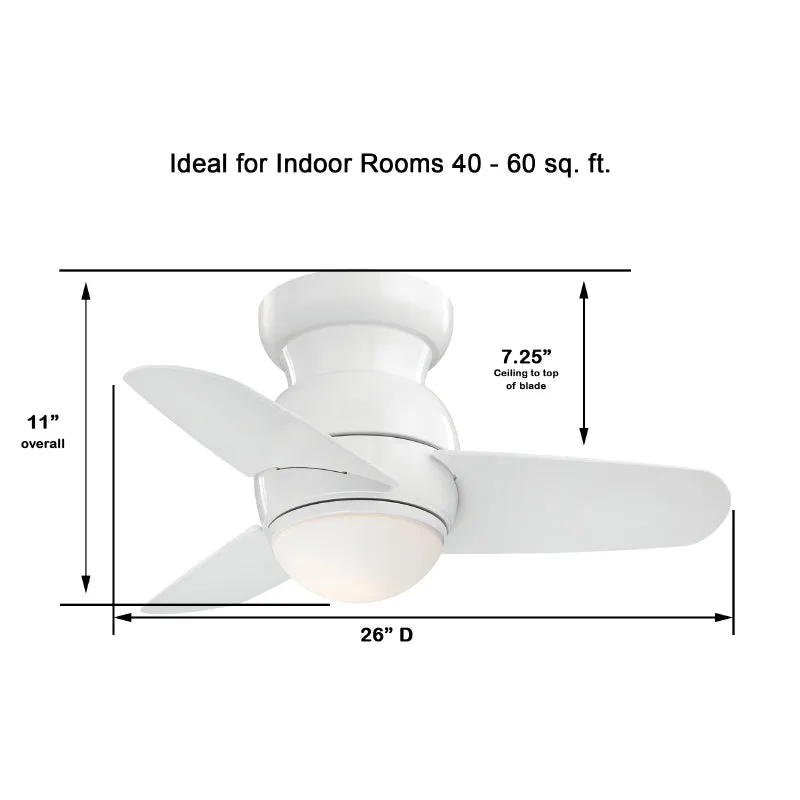 Minka Aire F510L Spacesaver 26" Flush Mount Ceiling Fan with LED Light Kit