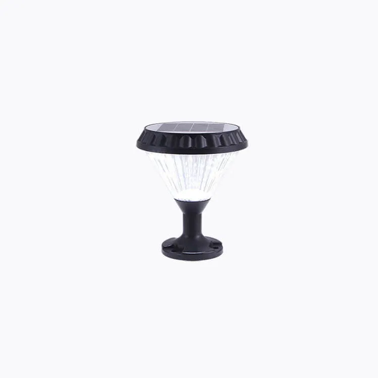 Modern Black Solar Die-Cast Aluminum Glass Outdoor Patio Waterproof Column Head Light