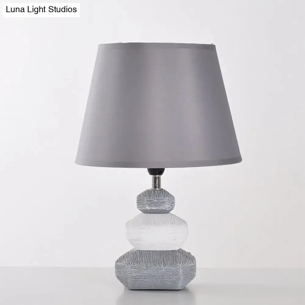 Modern Ceramic Nightstand Lamp - Contemporary Stone Shape Design | Black/Grey & White | 1 Light | Bedroom Table Light