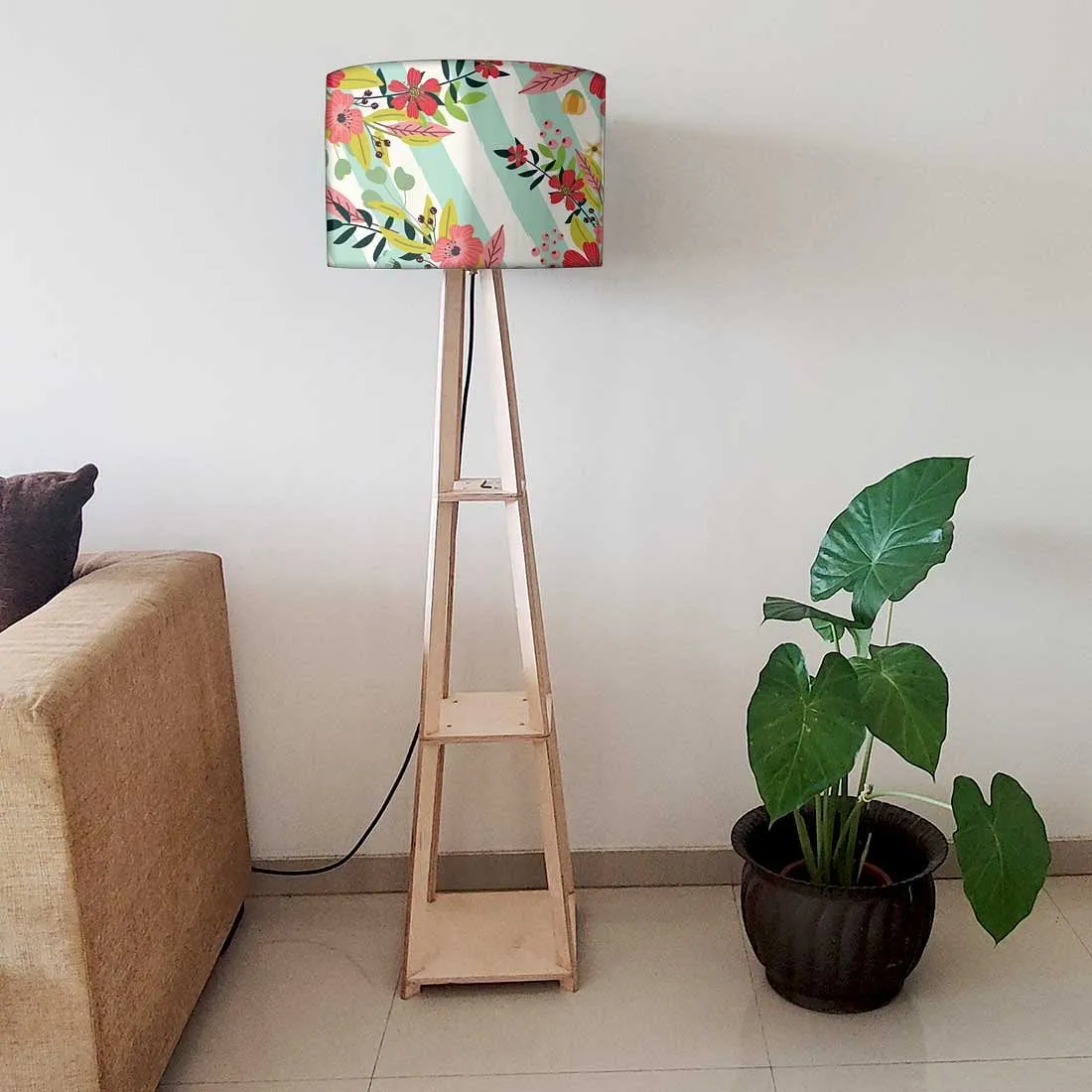 Modern Floor Lamps For Living Room - Stripes Floral