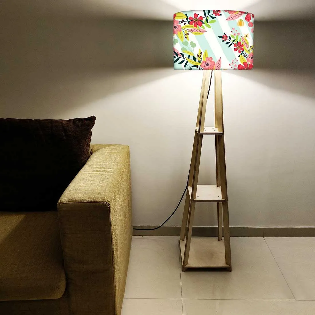 Modern Floor Lamps For Living Room - Stripes Floral