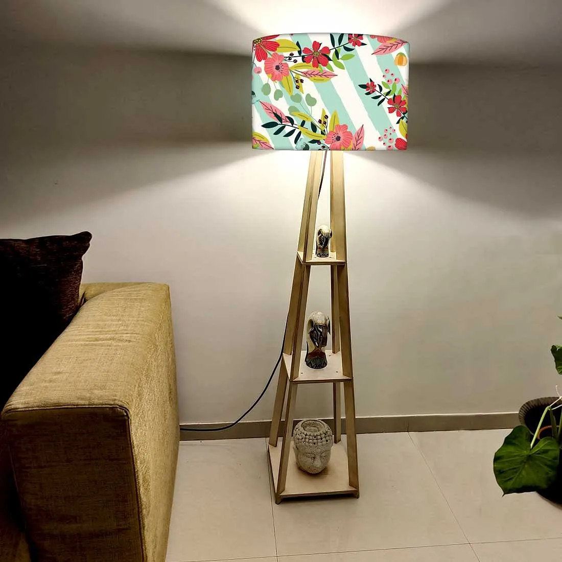 Modern Floor Lamps For Living Room - Stripes Floral