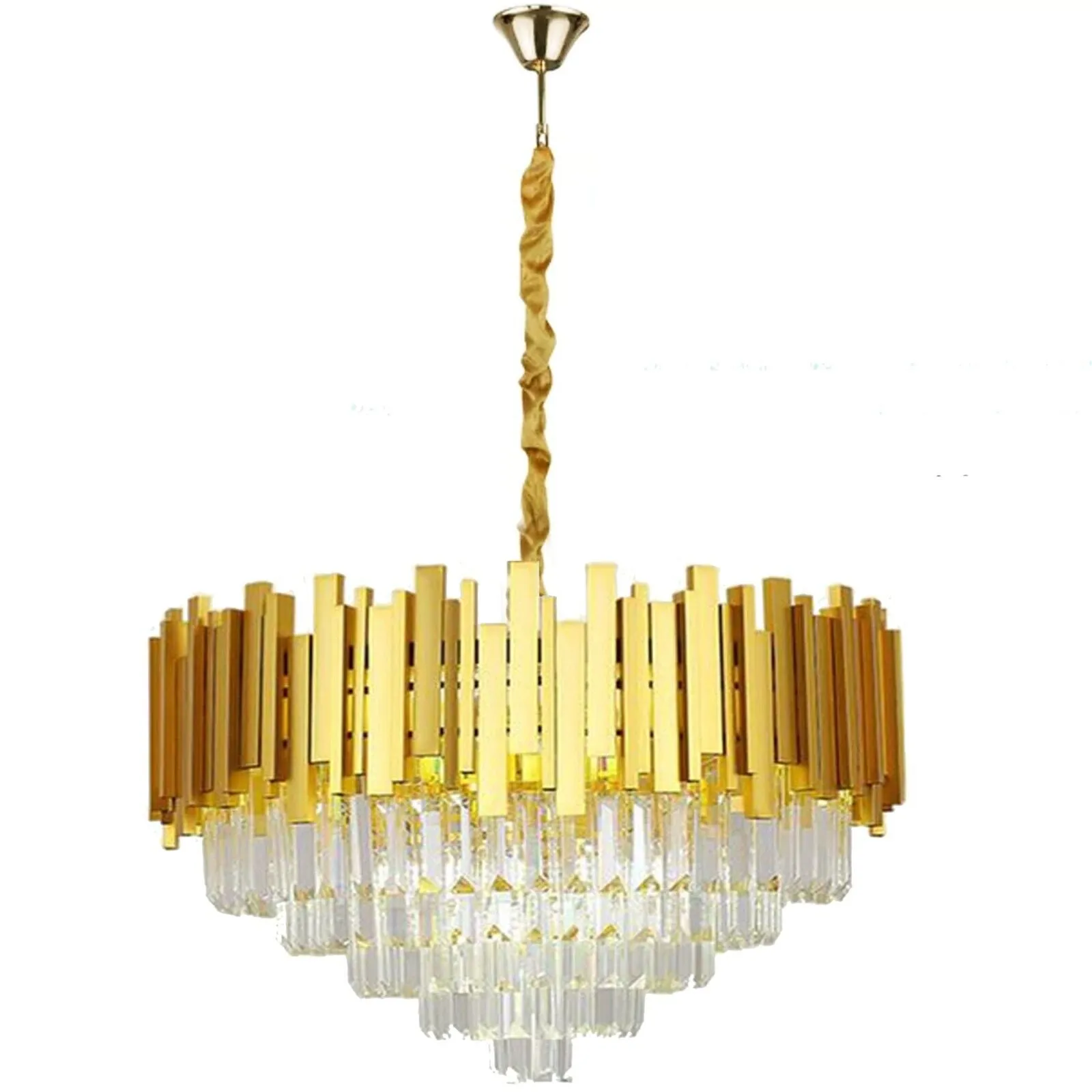 Modern Large Crystal Ceiling Light Gold Pendant Chandelier Lamp for Living Room