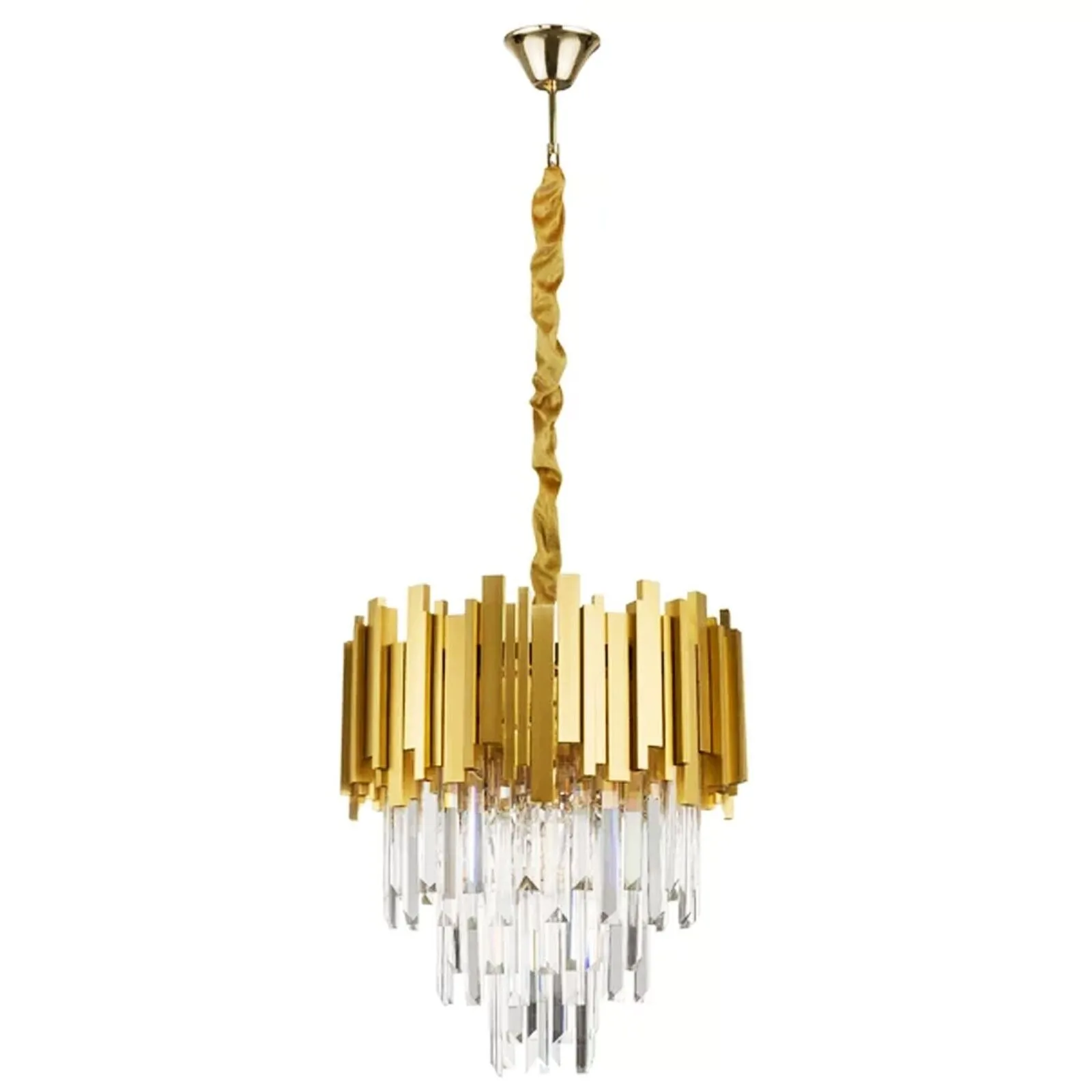 Modern Large Crystal Ceiling Light Gold Pendant Chandelier Lamp for Living Room