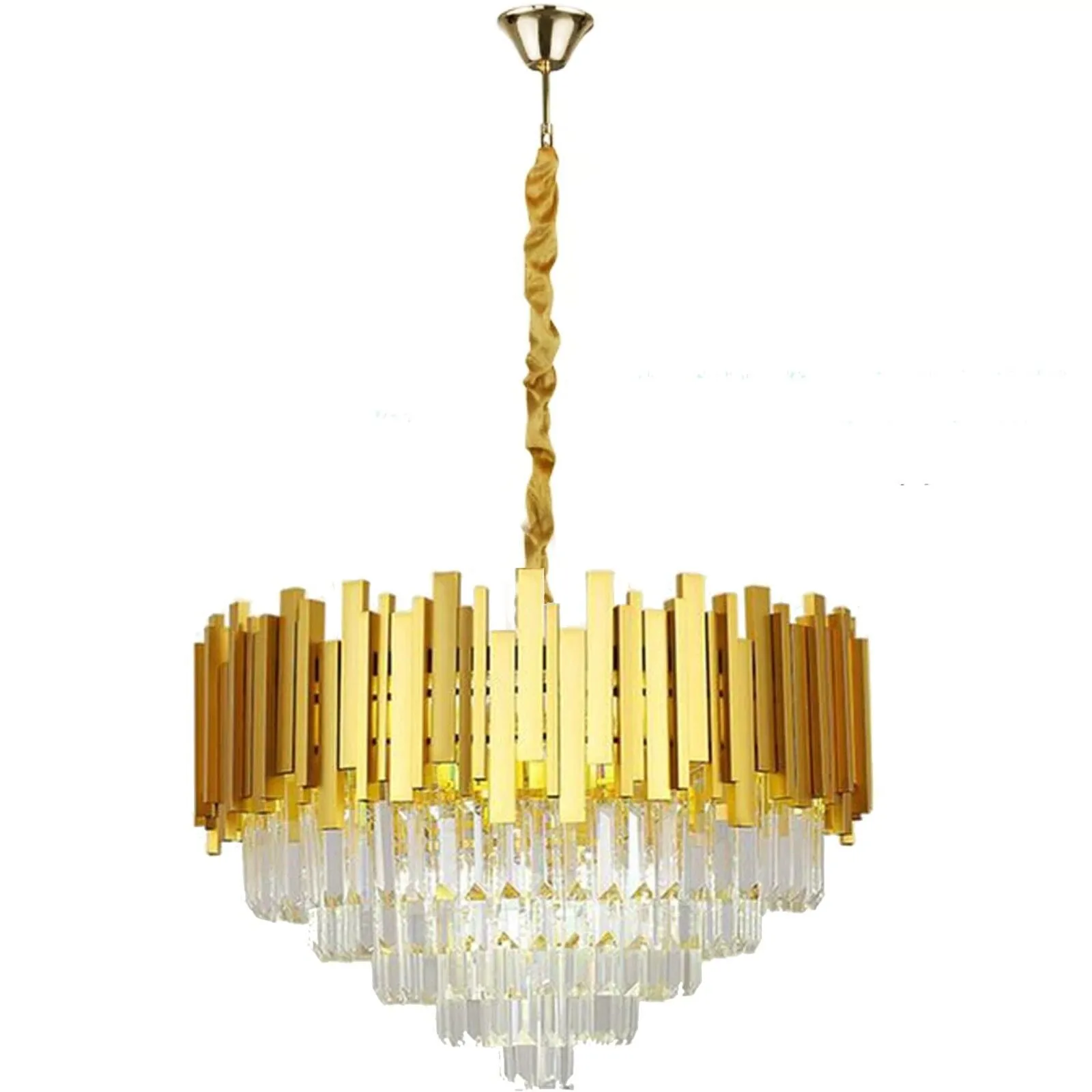 Modern Large Crystal Ceiling Light Gold Pendant Chandelier Lamp for Living Room