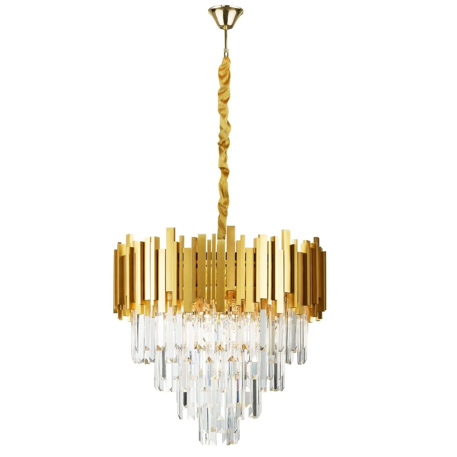 Modern Large Crystal Ceiling Light Gold Pendant Chandelier Lamp for Living Room