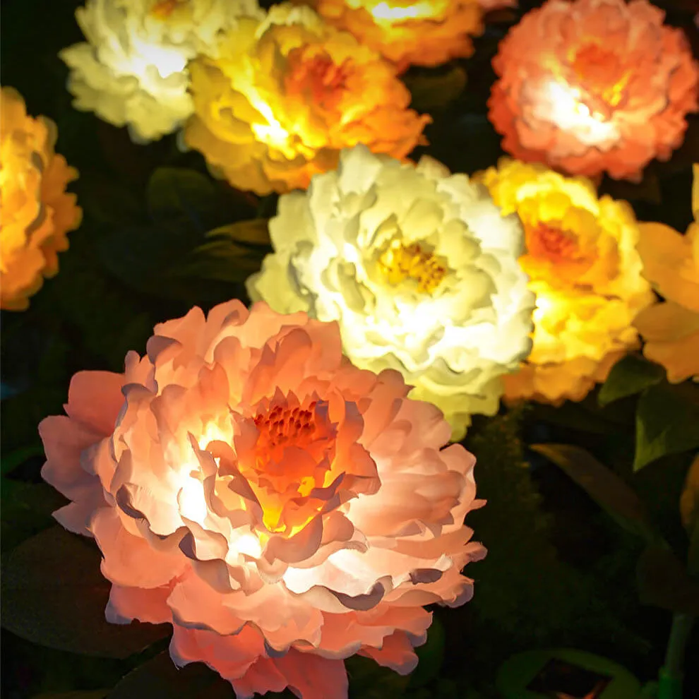 Modern Simulation Peony Flower Decoration Waterproof Solar Outdoor LED Garden Ground Light