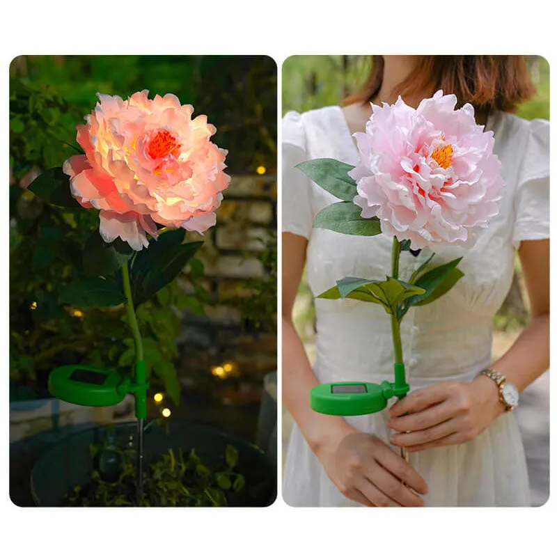 Modern Simulation Peony Flower Decoration Waterproof Solar Outdoor LED Garden Ground Light