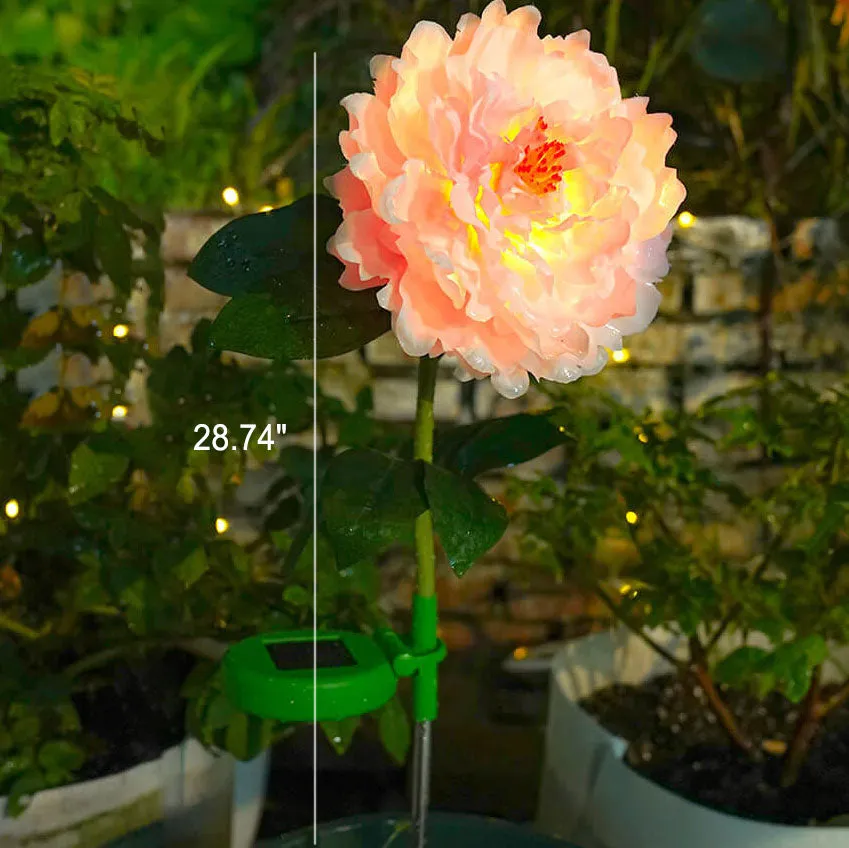 Modern Simulation Peony Flower Decoration Waterproof Solar Outdoor LED Garden Ground Light