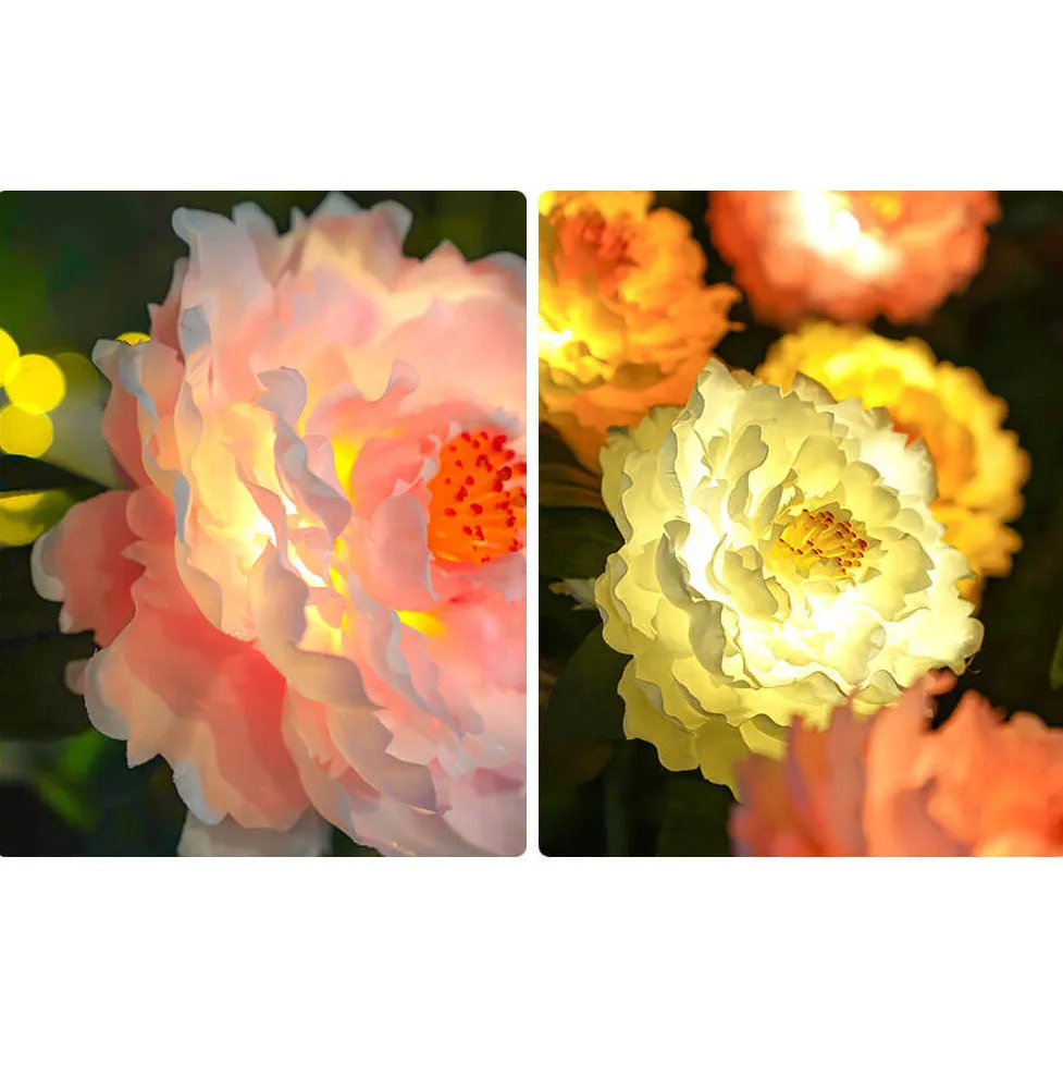 Modern Simulation Peony Flower Decoration Waterproof Solar Outdoor LED Garden Ground Light