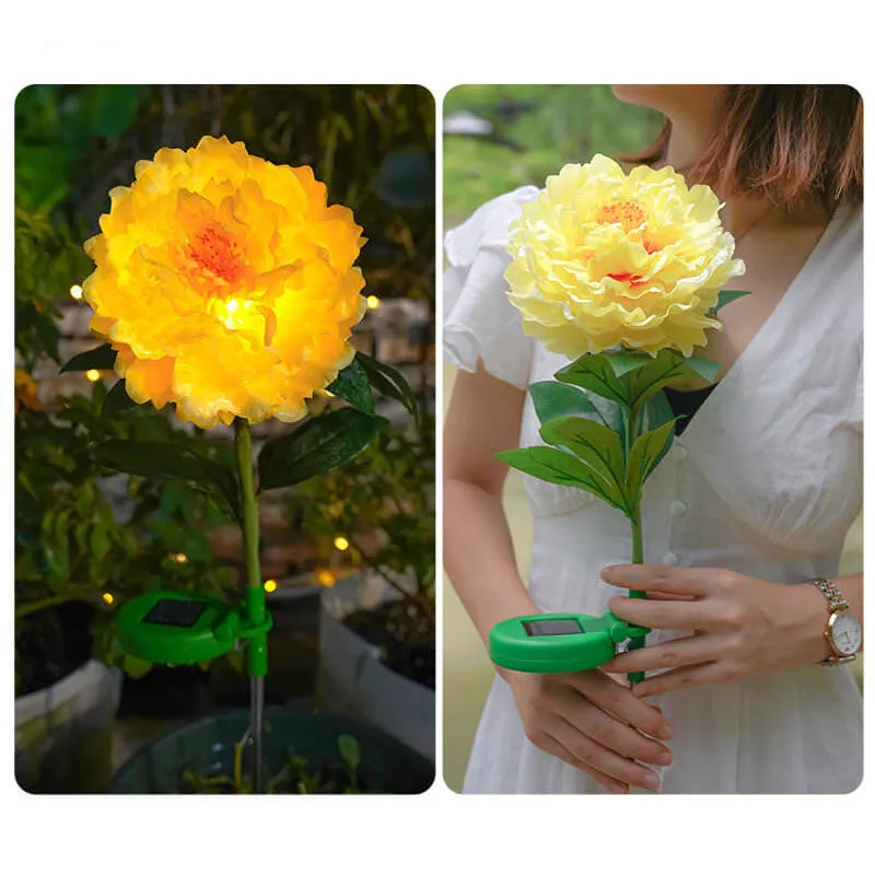 Modern Simulation Peony Flower Decoration Waterproof Solar Outdoor LED Garden Ground Light