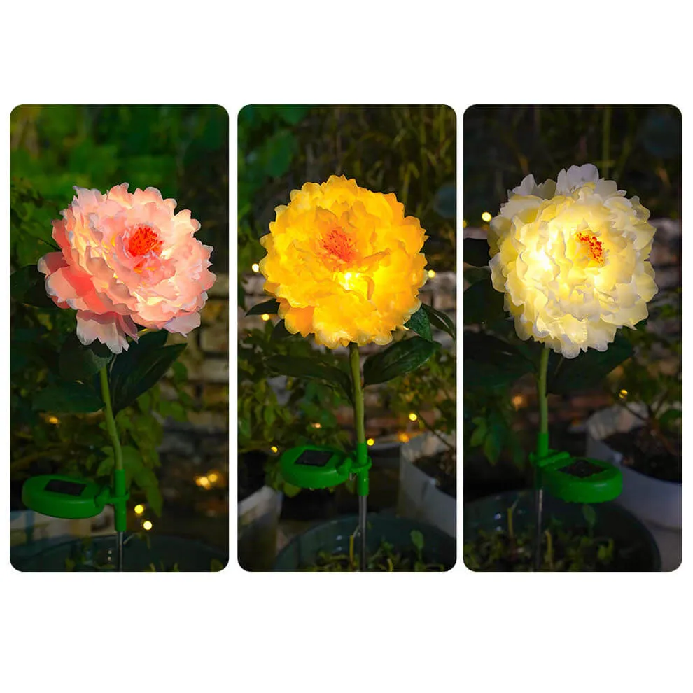 Modern Simulation Peony Flower Decoration Waterproof Solar Outdoor LED Garden Ground Light