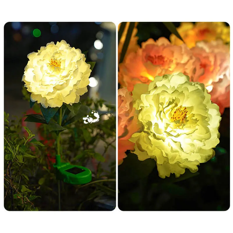 Modern Simulation Peony Flower Decoration Waterproof Solar Outdoor LED Garden Ground Light