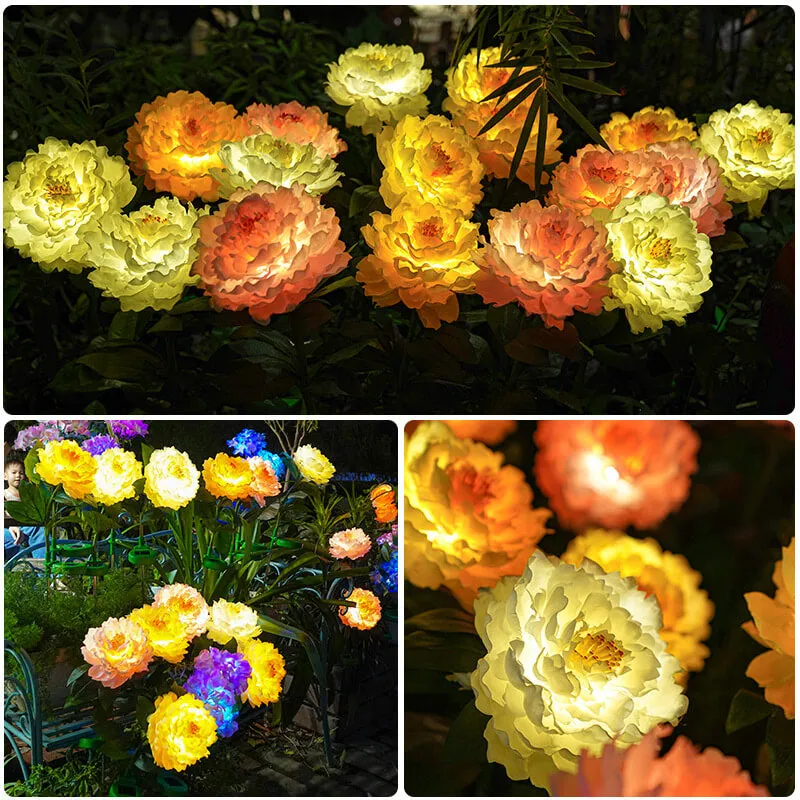 Modern Simulation Peony Flower Decoration Waterproof Solar Outdoor LED Garden Ground Light