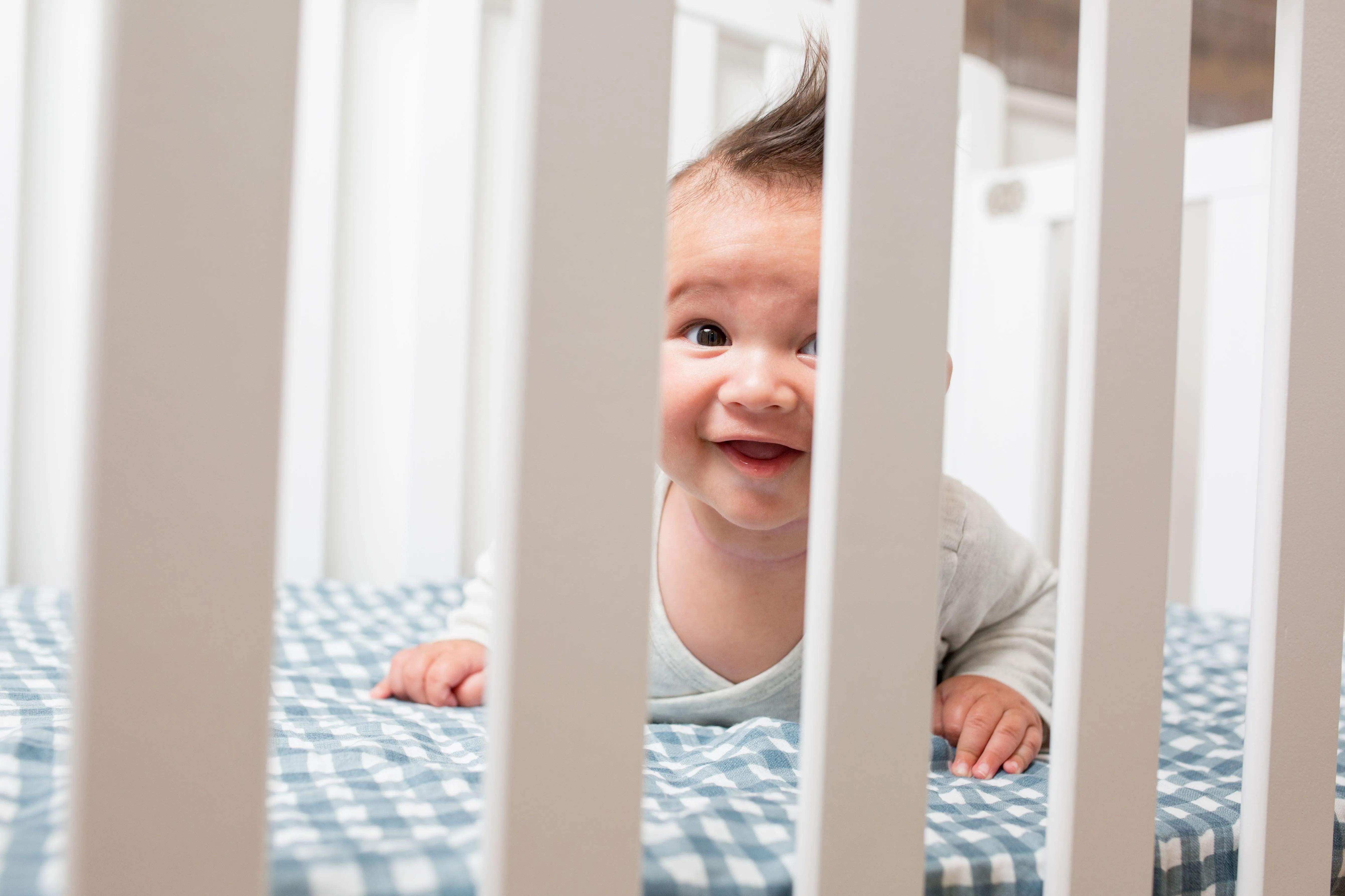 Muslin Crib Sheet - Navy Gingham