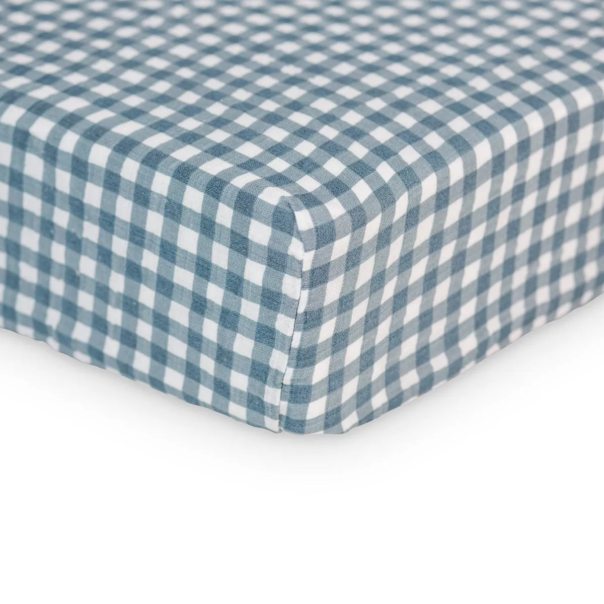 Muslin Crib Sheet - Navy Gingham