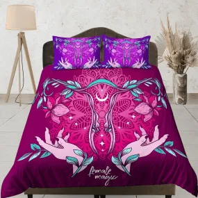 Mystical violet bedding, witchy decor dorm bedding, aesthetic duvet, boho bedding set full king queen, astrology gifts, gothic art