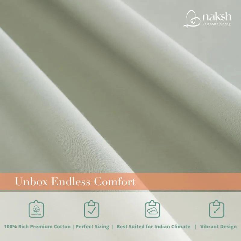 Naksh Bedsheet King Size Bed Cotton 210 TC Plain, Silver | 1 King Size Bedsheet Cotton (108 x 108 Inch) and 2 Pillow Covers