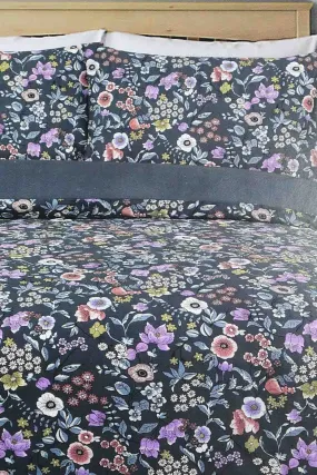 Navy Floral Reversible 3-Piece Duvet Cover Set (Double Size)