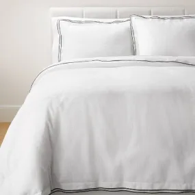 New - King Double Flange Merrow Stitch Duvet Cover & Sham Set White/Dark Gray - Threshold designed with Studio McGee