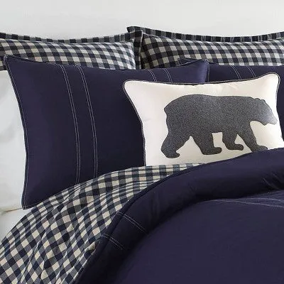 New - Twin Kingston Reversible Duvet Cover Set Navy - Eddie Bauer