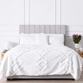 New White Tufted Cotton Duvet Cover Set