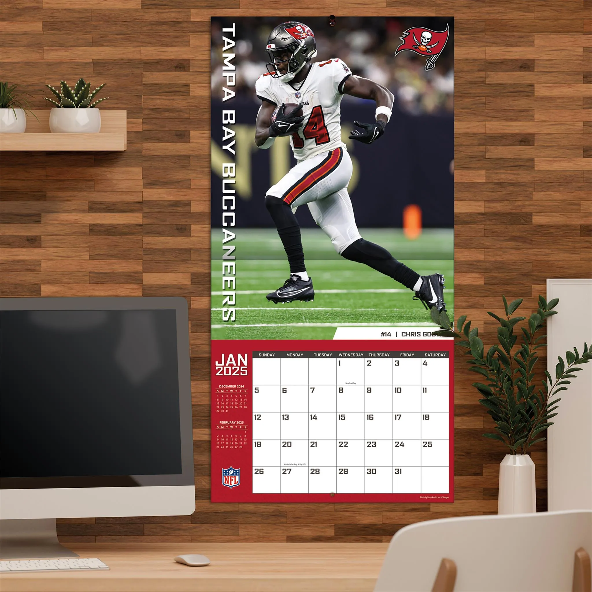 NFL Tampa Bay Buccaneers Wall 2025 Calendar - Online Exclusive