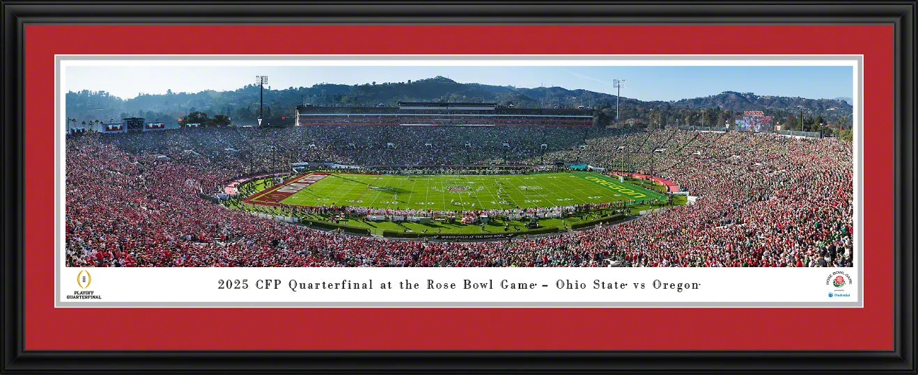 Ohio State Buckeyes 2025 Rose Bowl Game vs. Oregon Deluxe Frame Panorama