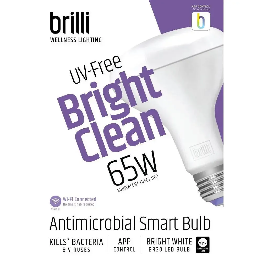 Open Box - Brilli Wellness BR30 65W E26 Lighting Bright Clean Antimicrobial Smart LED