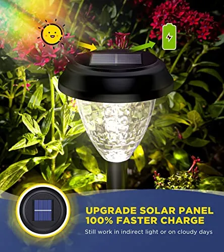 ornesign Ultra Bright Solar Outdoor Lights Decorative 10 Pack, 100% Faster Charge Solar Pathway Garden Lights Up to 12H Auto On/Off, Solar Lights Outdoor Waterproof for Walkway Yard Lawn