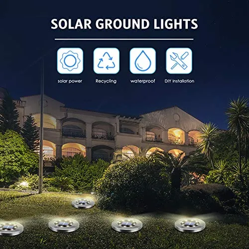 OULONGER Solar Outdoor Lights,Upgraded Waterproof Solar Garden Lights Pathway Lights In-Ground Landscape Lights Outdoor Lighting Decor for Patio,Yard,Driveway,Step,Walkway White Light 12 Pack