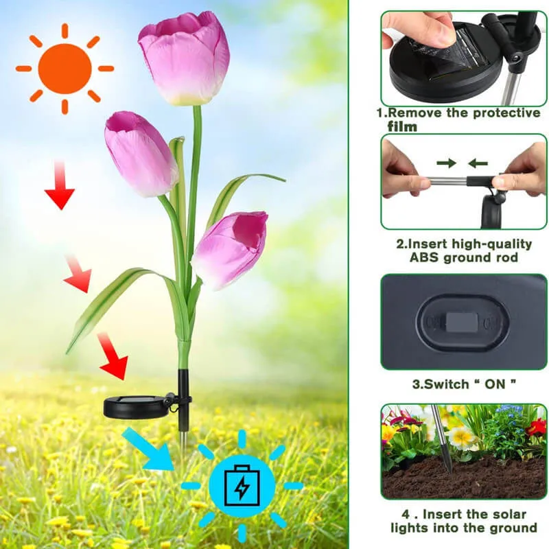 Outdoor Solar Tulip LED Waterproof Lawn Ground Decorative Insert Landscape Light